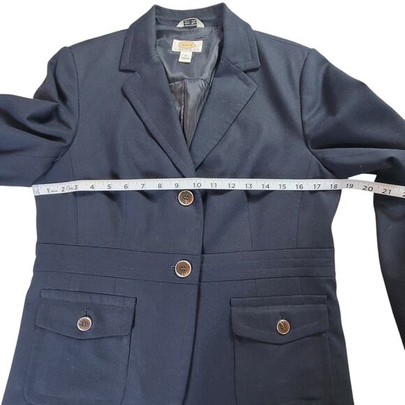 Talbots Petites Wool Navy Blue Blazer Women's Size 10P - Picture 5 of 13